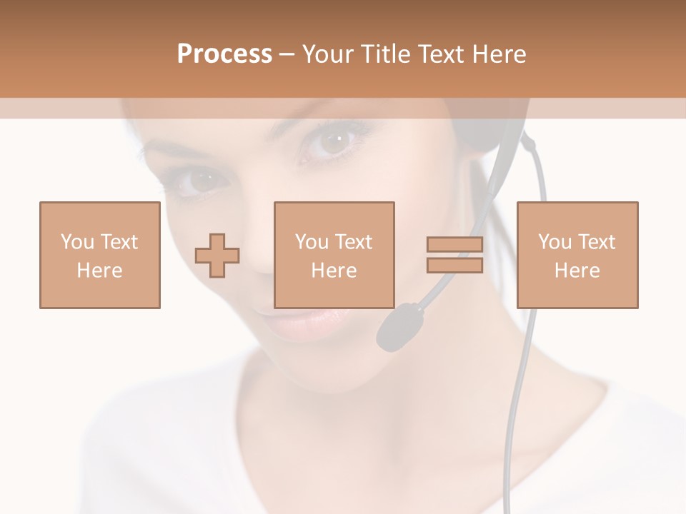 Beautiful Girl Is Using Headset, Isolated On White PowerPoint Template