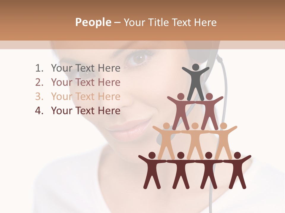 Beautiful Girl Is Using Headset, Isolated On White PowerPoint Template