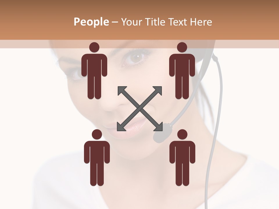 Beautiful Girl Is Using Headset, Isolated On White PowerPoint Template