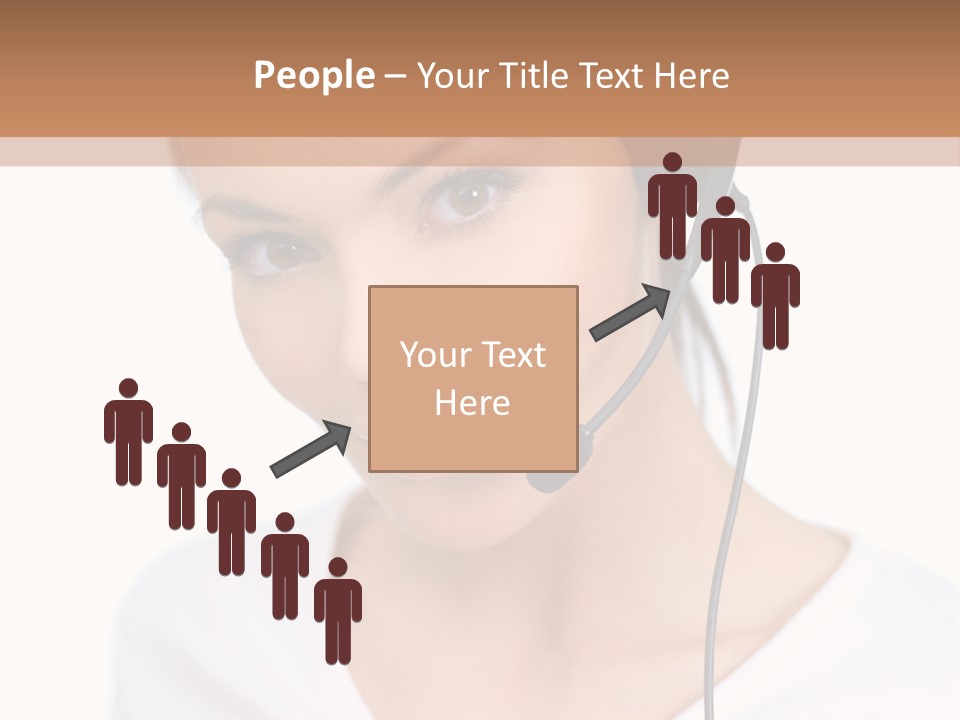 Beautiful Girl Is Using Headset, Isolated On White PowerPoint Template