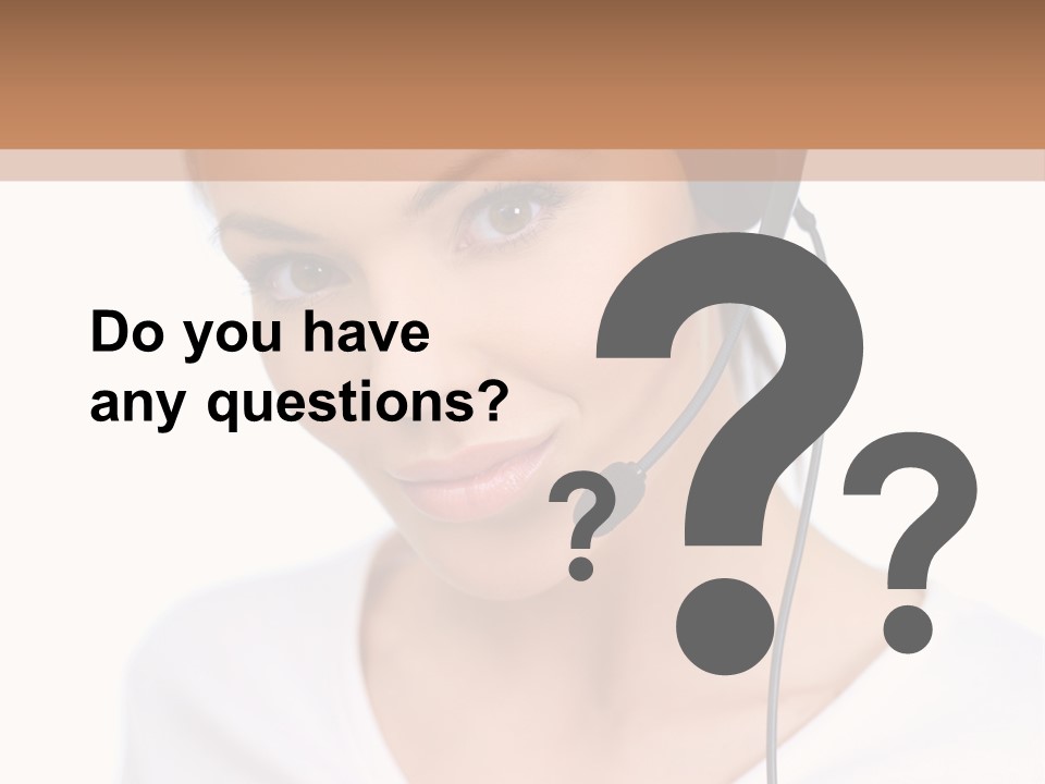 Beautiful Girl Is Using Headset, Isolated On White PowerPoint Template