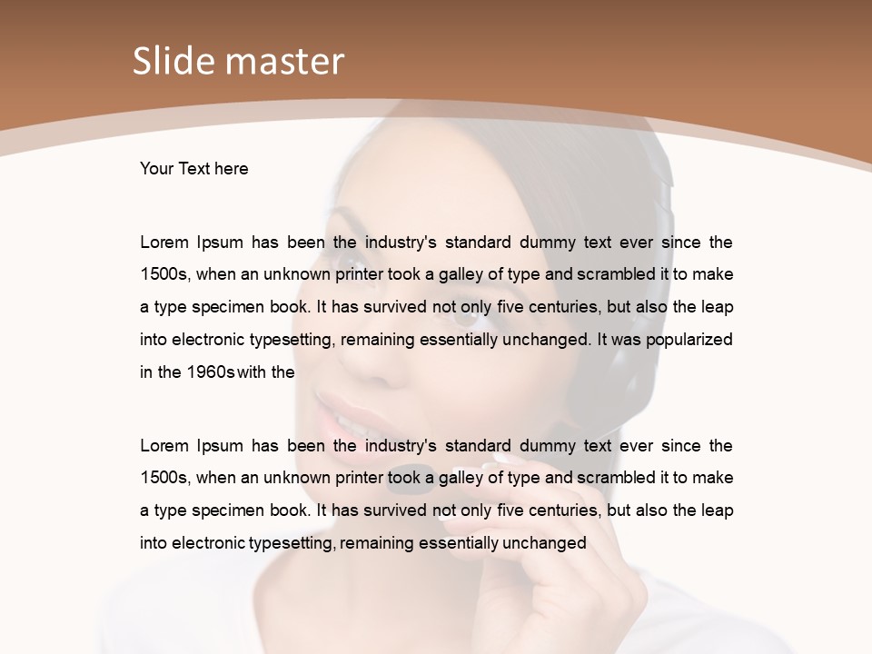 A Woman With A Headset Is Talking On The Phone PowerPoint Template