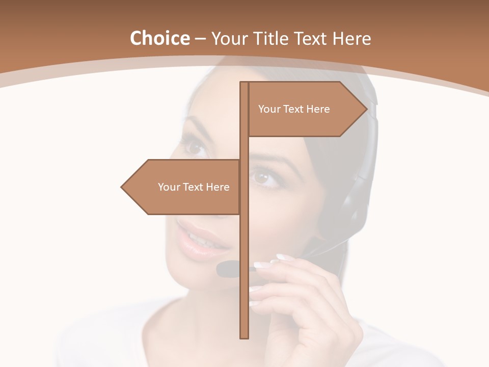 A Woman With A Headset Is Talking On The Phone PowerPoint Template