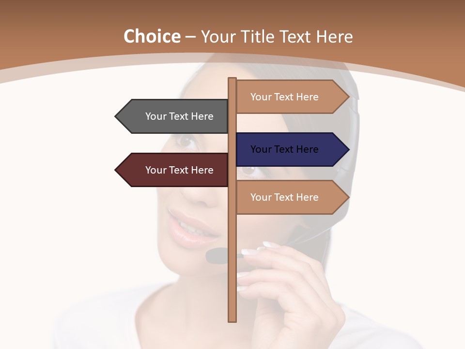 A Woman With A Headset Is Talking On The Phone PowerPoint Template