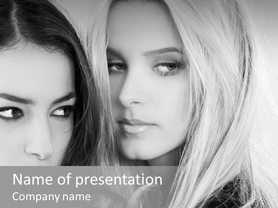 Blond And Brunette Portrait, Studio Shot PowerPoint Template