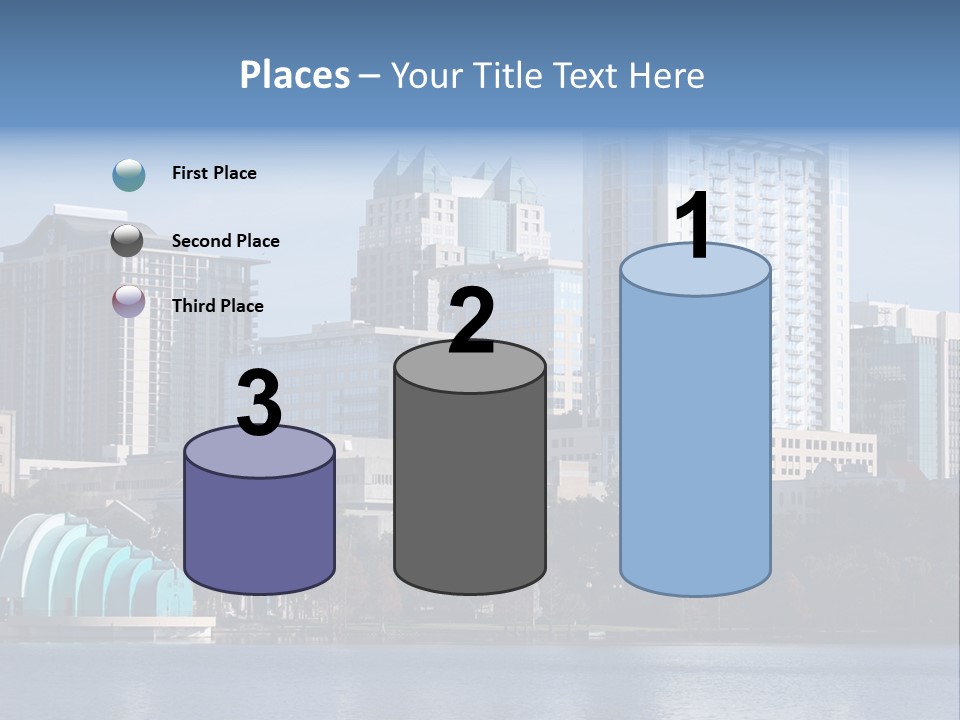 City Of Orlando, Florida With Lake Eola In The Foreground PowerPoint Template