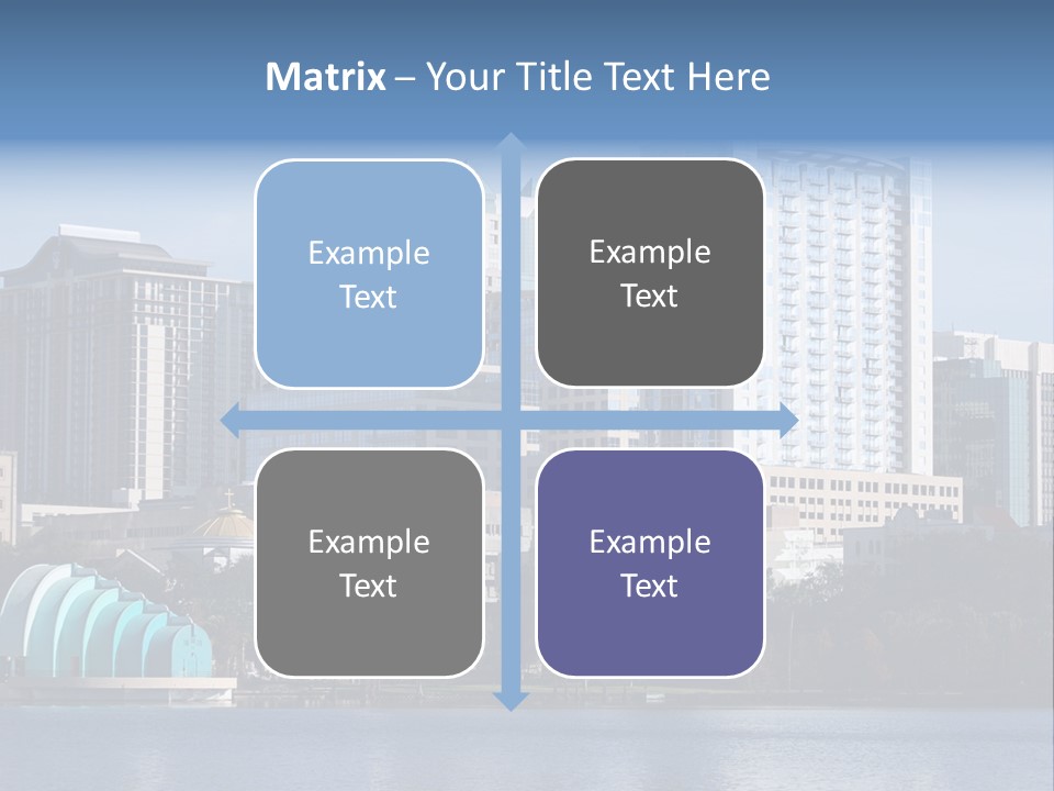 City Of Orlando, Florida With Lake Eola In The Foreground PowerPoint Template