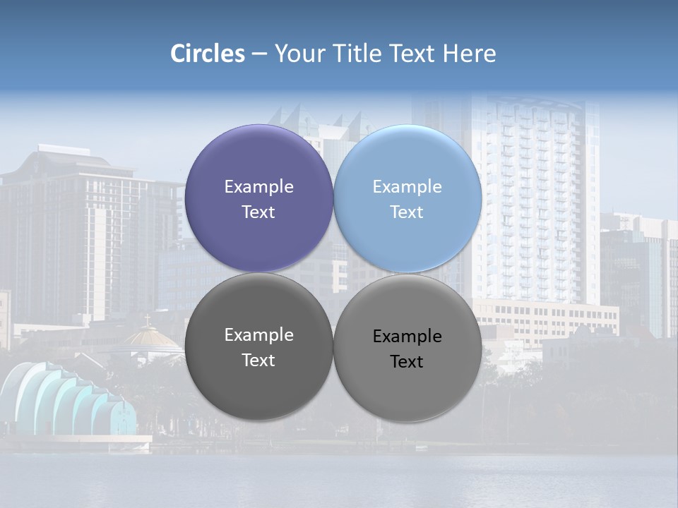 City Of Orlando, Florida With Lake Eola In The Foreground PowerPoint Template
