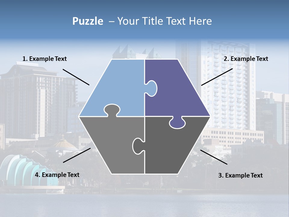 City Of Orlando, Florida With Lake Eola In The Foreground PowerPoint Template