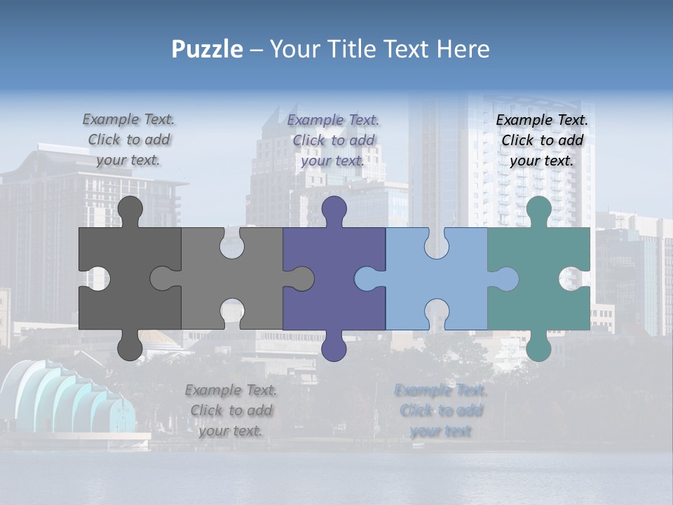 City Of Orlando, Florida With Lake Eola In The Foreground PowerPoint Template