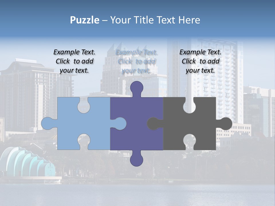 City Of Orlando, Florida With Lake Eola In The Foreground PowerPoint Template