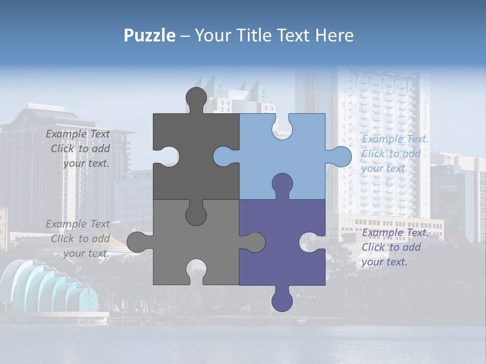 City Of Orlando, Florida With Lake Eola In The Foreground PowerPoint Template