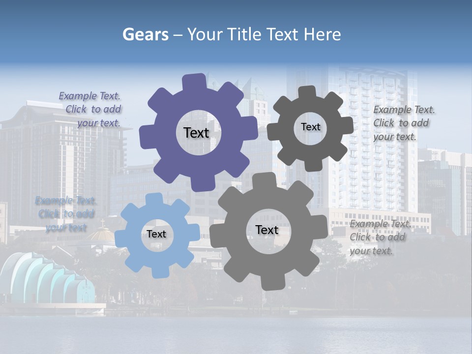 City Of Orlando, Florida With Lake Eola In The Foreground PowerPoint Template