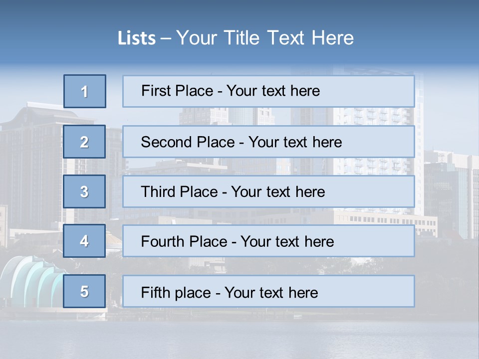 City Of Orlando, Florida With Lake Eola In The Foreground PowerPoint Template