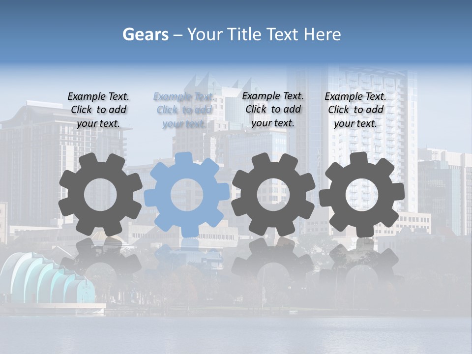 City Of Orlando, Florida With Lake Eola In The Foreground PowerPoint Template