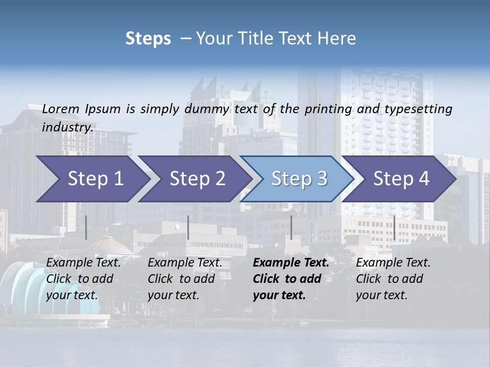 City Of Orlando, Florida With Lake Eola In The Foreground PowerPoint Template