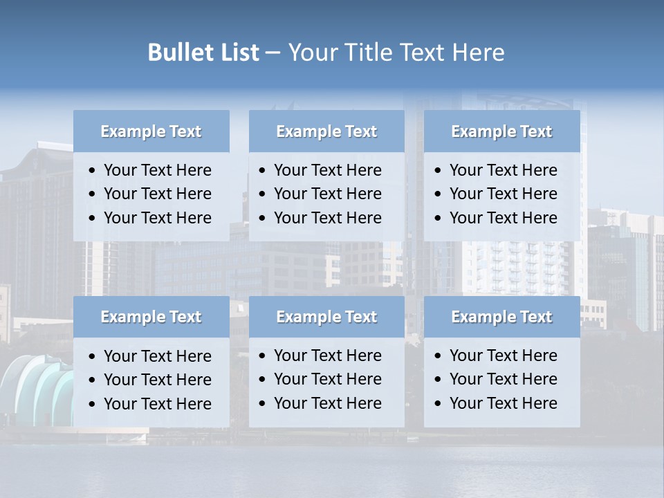 City Of Orlando, Florida With Lake Eola In The Foreground PowerPoint Template