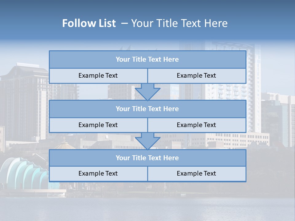 City Of Orlando, Florida With Lake Eola In The Foreground PowerPoint Template