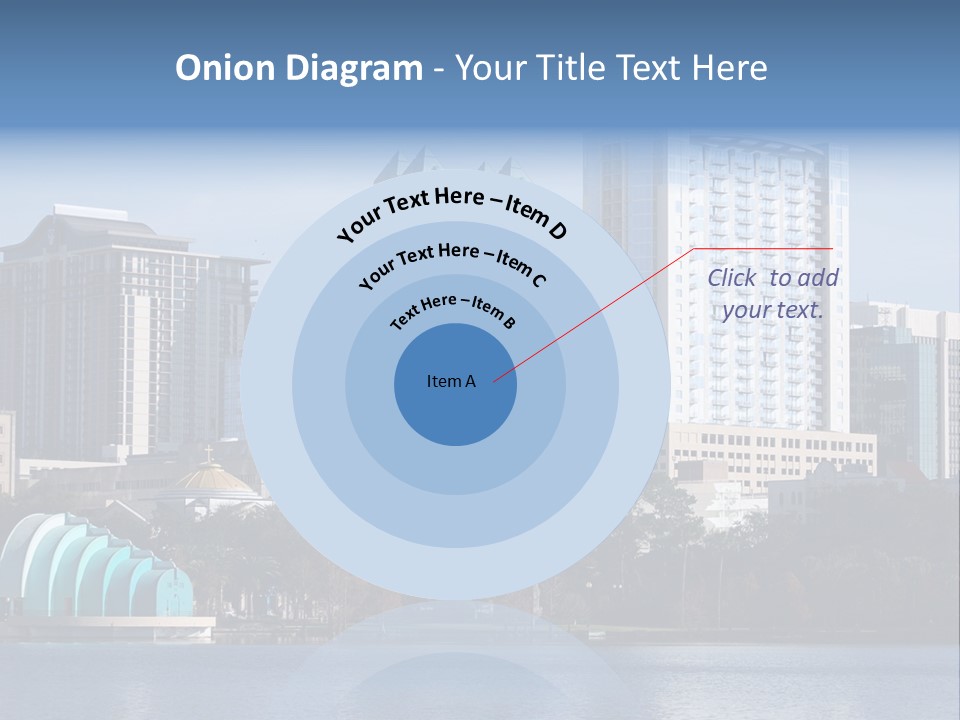 City Of Orlando, Florida With Lake Eola In The Foreground PowerPoint Template