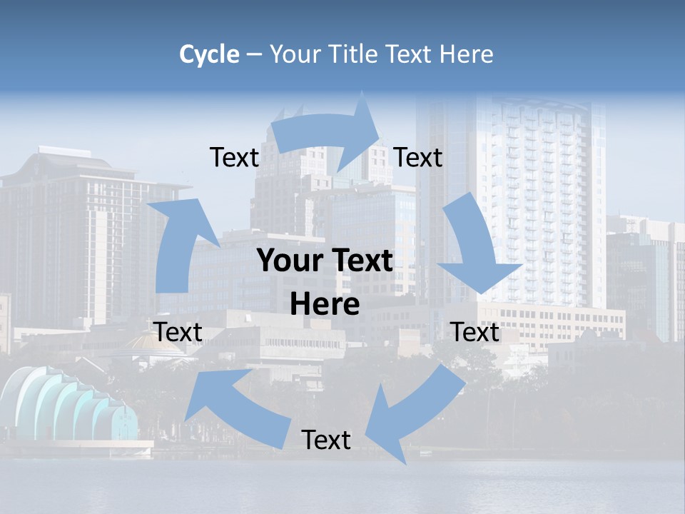 City Of Orlando, Florida With Lake Eola In The Foreground PowerPoint Template