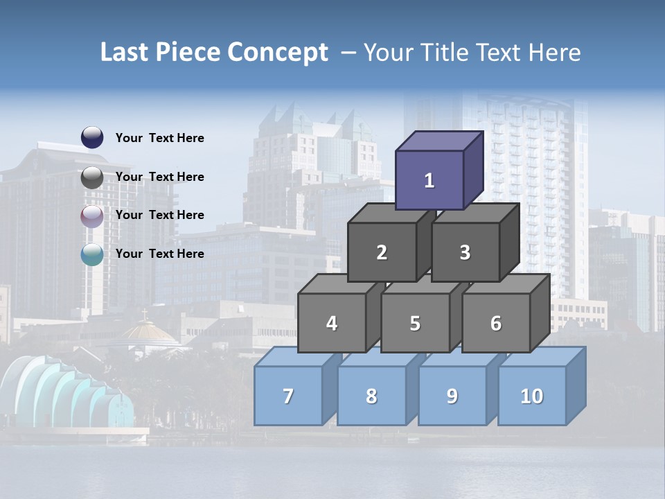 City Of Orlando, Florida With Lake Eola In The Foreground PowerPoint Template