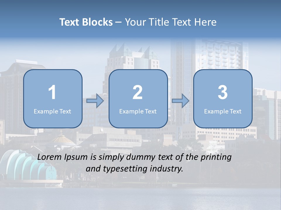 City Of Orlando, Florida With Lake Eola In The Foreground PowerPoint Template