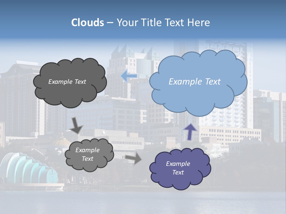 City Of Orlando, Florida With Lake Eola In The Foreground PowerPoint Template