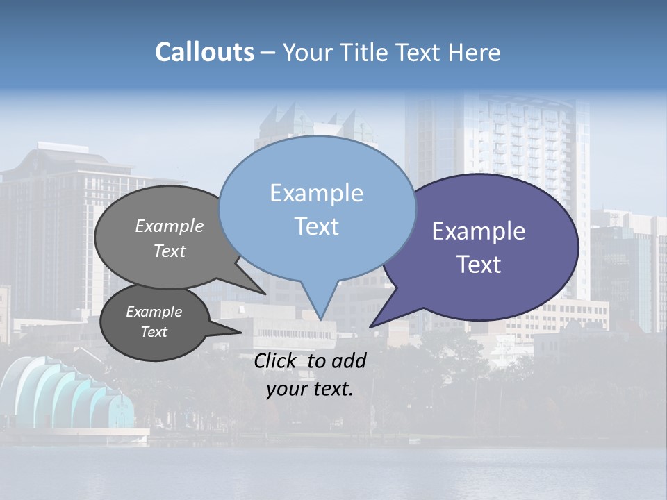 City Of Orlando, Florida With Lake Eola In The Foreground PowerPoint Template