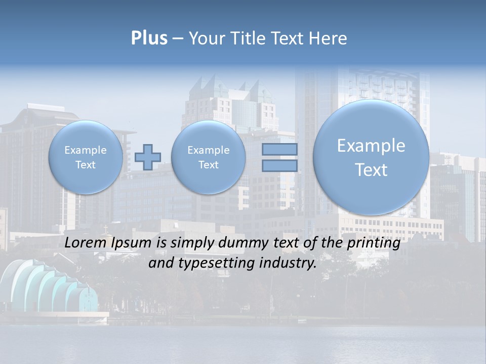 City Of Orlando, Florida With Lake Eola In The Foreground PowerPoint Template