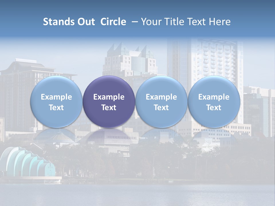 City Of Orlando, Florida With Lake Eola In The Foreground PowerPoint Template