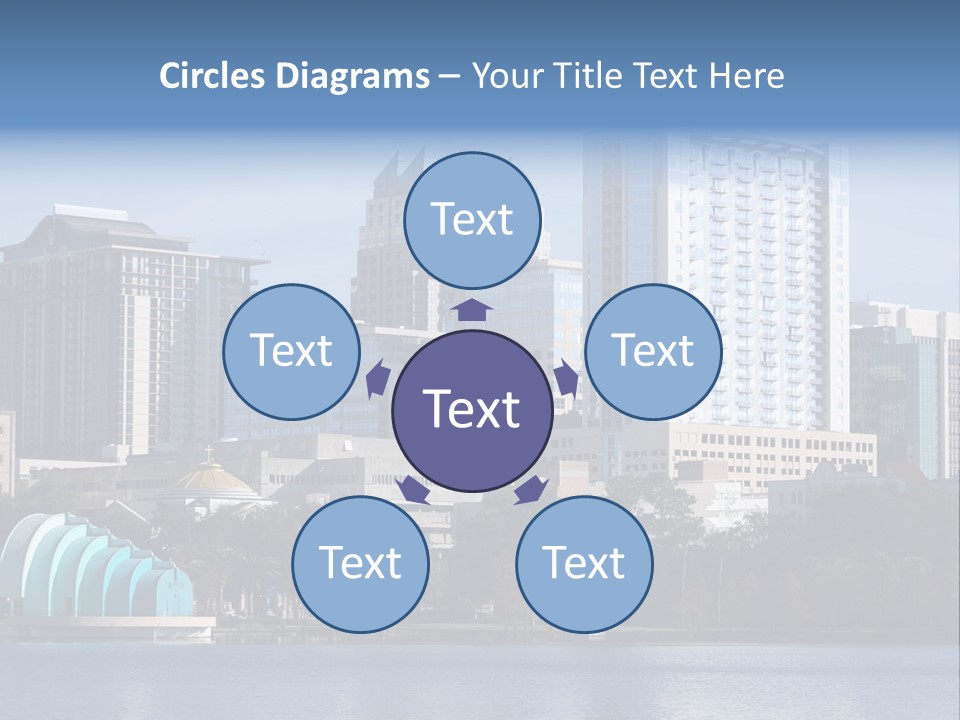 City Of Orlando, Florida With Lake Eola In The Foreground PowerPoint Template