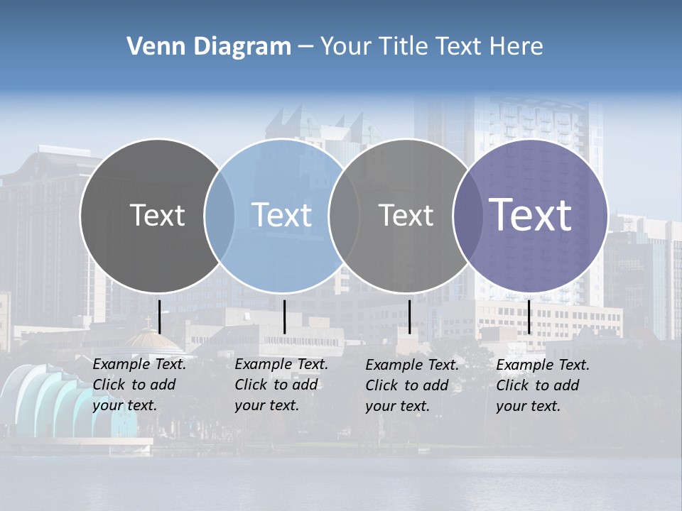 City Of Orlando, Florida With Lake Eola In The Foreground PowerPoint Template