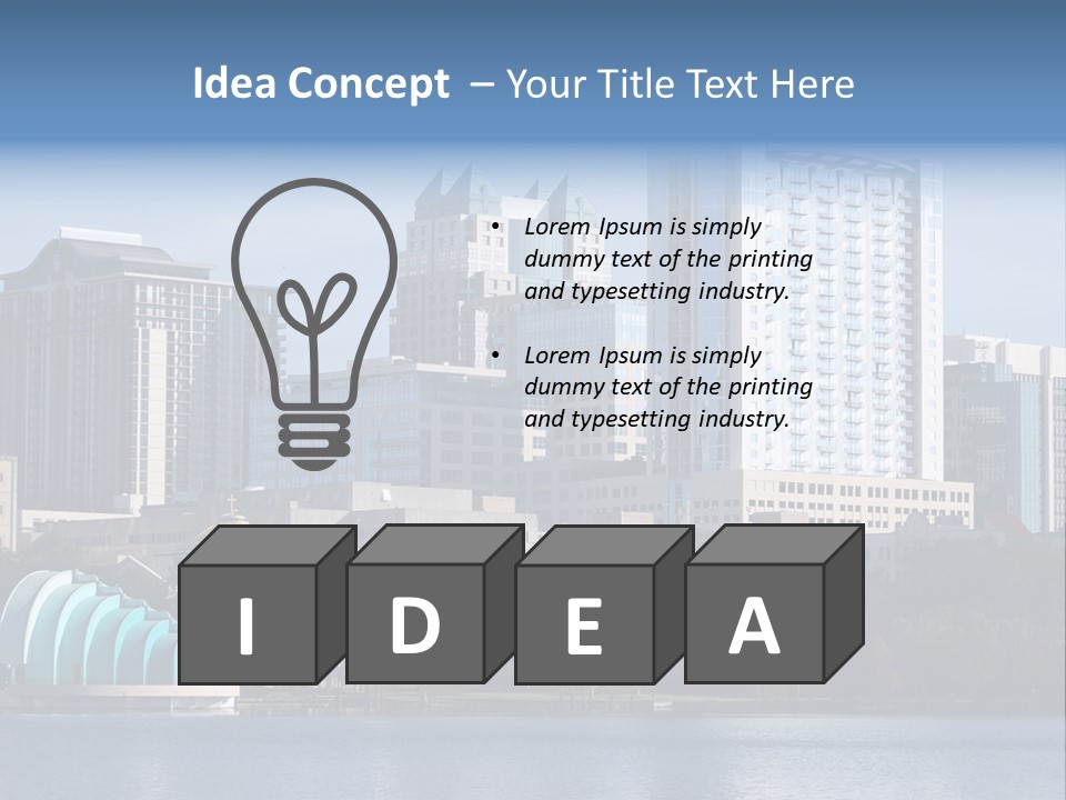 City Of Orlando, Florida With Lake Eola In The Foreground PowerPoint Template