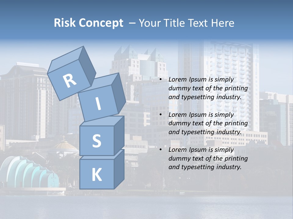 City Of Orlando, Florida With Lake Eola In The Foreground PowerPoint Template