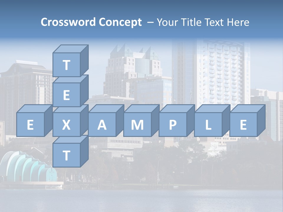 City Of Orlando, Florida With Lake Eola In The Foreground PowerPoint Template