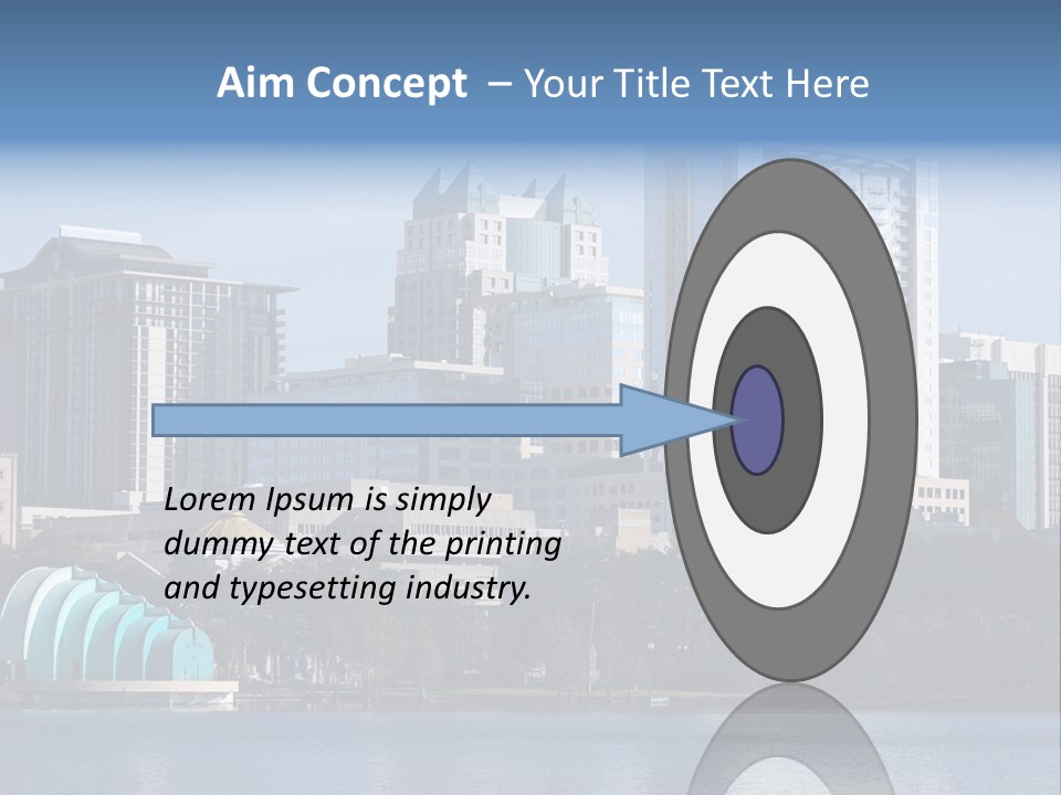 City Of Orlando, Florida With Lake Eola In The Foreground PowerPoint Template