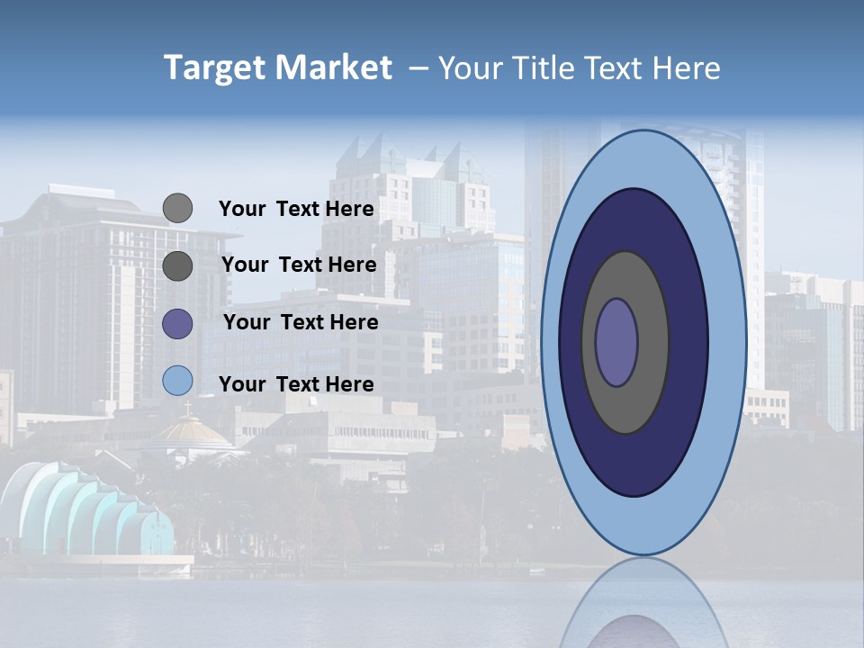 City Of Orlando, Florida With Lake Eola In The Foreground PowerPoint Template