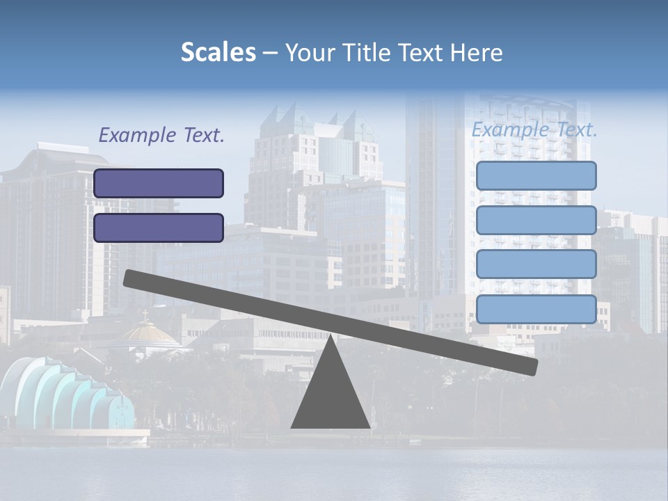 City Of Orlando, Florida With Lake Eola In The Foreground PowerPoint Template