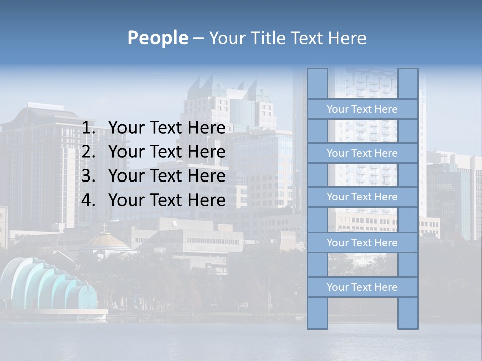 City Of Orlando, Florida With Lake Eola In The Foreground PowerPoint Template