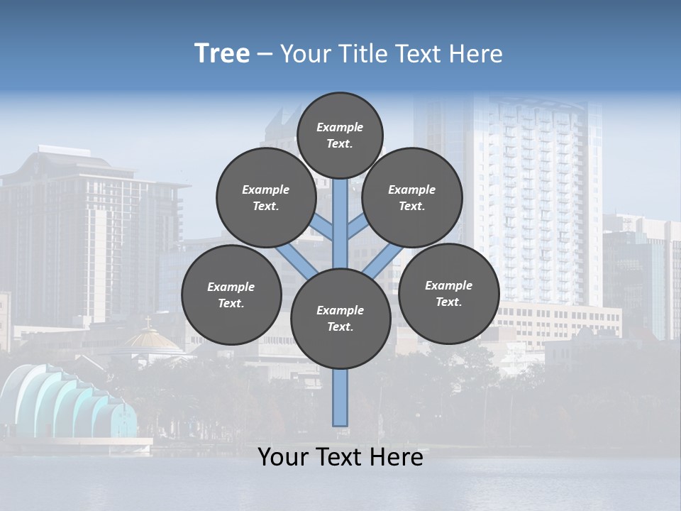City Of Orlando, Florida With Lake Eola In The Foreground PowerPoint Template