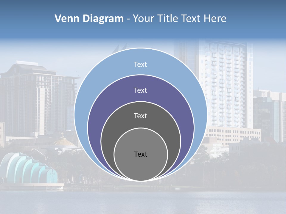 City Of Orlando, Florida With Lake Eola In The Foreground PowerPoint Template