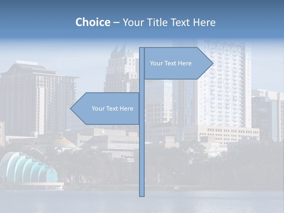 City Of Orlando, Florida With Lake Eola In The Foreground PowerPoint Template