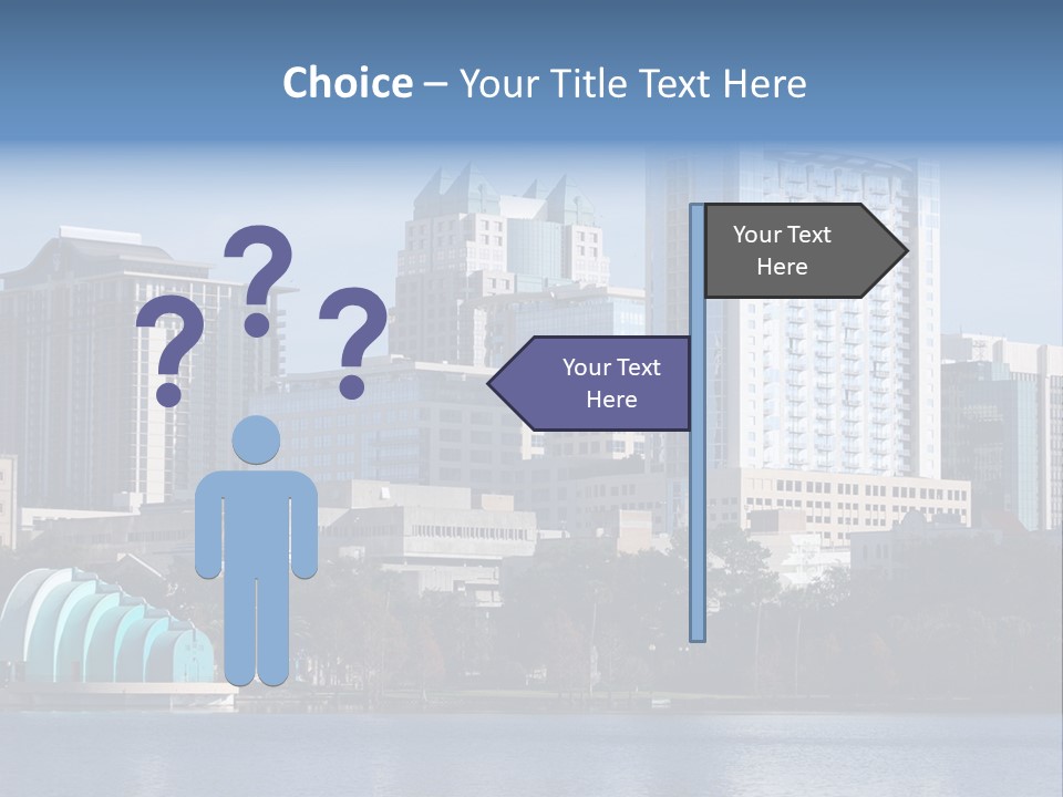 City Of Orlando, Florida With Lake Eola In The Foreground PowerPoint Template