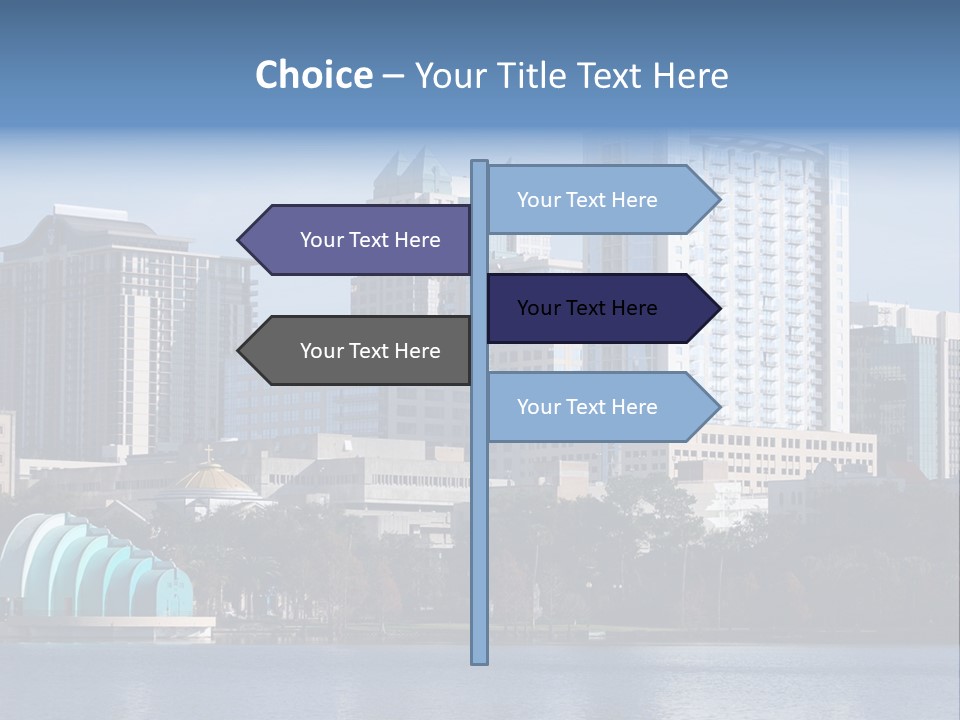 City Of Orlando, Florida With Lake Eola In The Foreground PowerPoint Template