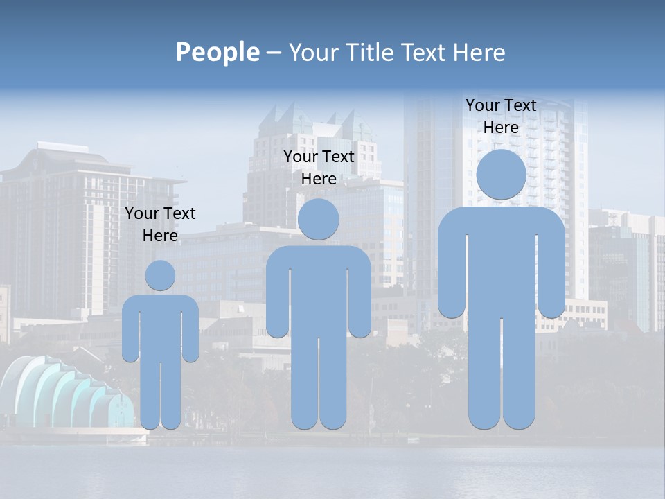 City Of Orlando, Florida With Lake Eola In The Foreground PowerPoint Template