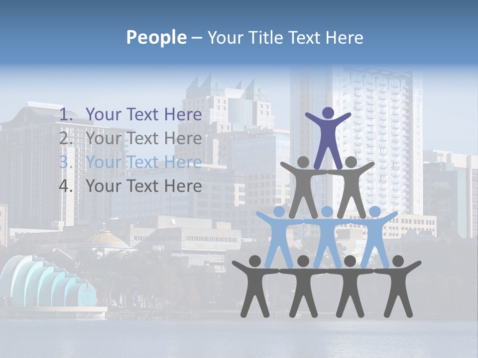 City Of Orlando, Florida With Lake Eola In The Foreground PowerPoint Template