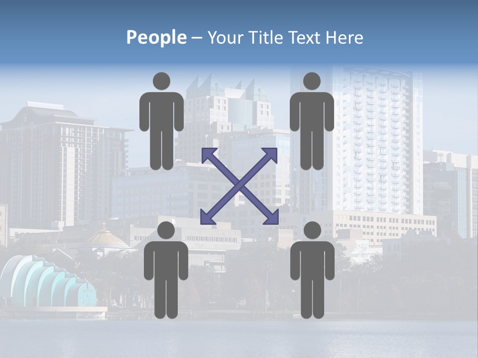 City Of Orlando, Florida With Lake Eola In The Foreground PowerPoint Template