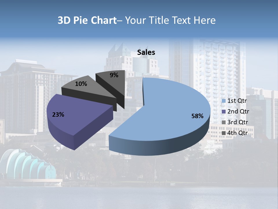 City Of Orlando, Florida With Lake Eola In The Foreground PowerPoint Template