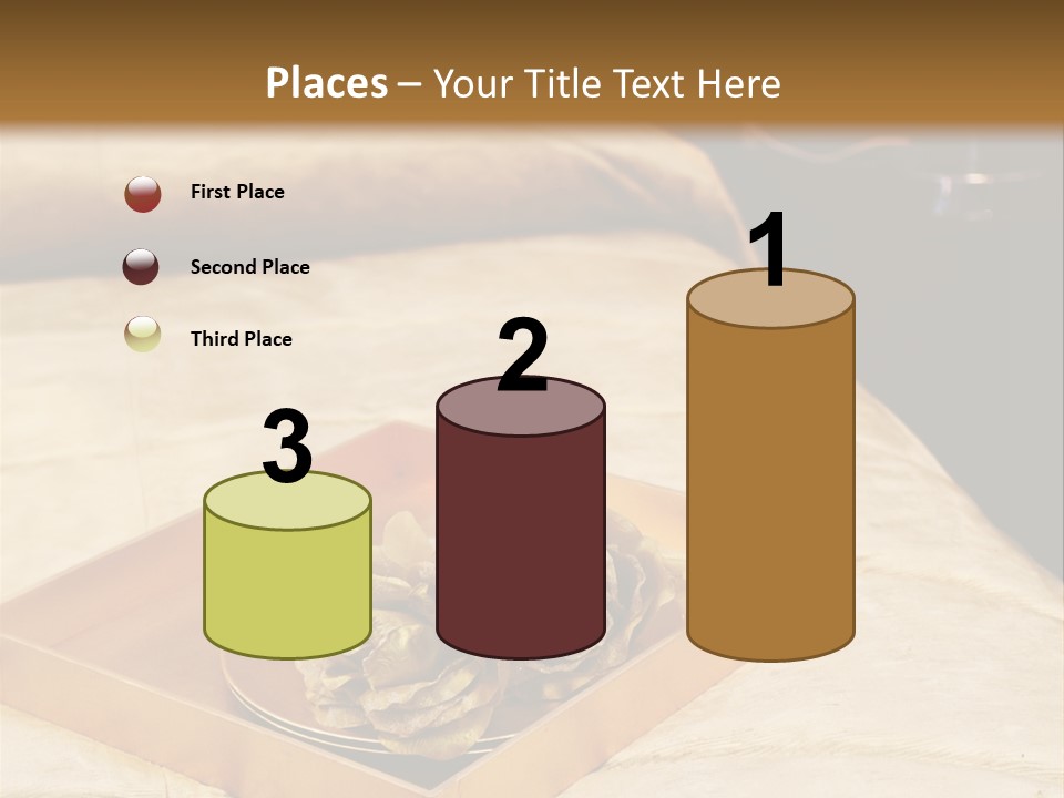 A Bed With A Tray Of Pine Cones On Top Of It PowerPoint Template