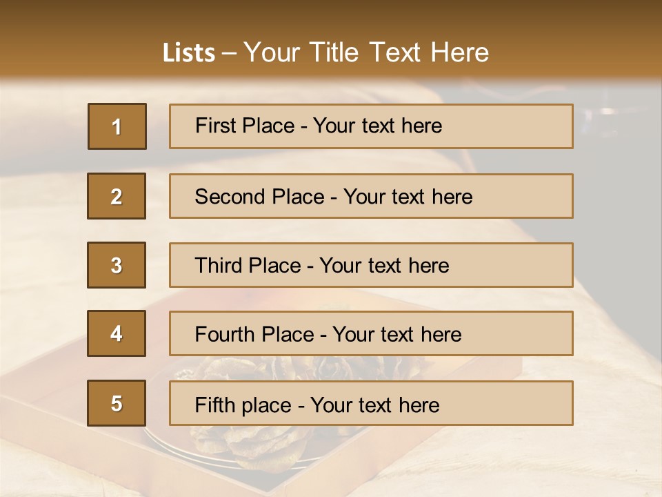 A Bed With A Tray Of Pine Cones On Top Of It PowerPoint Template